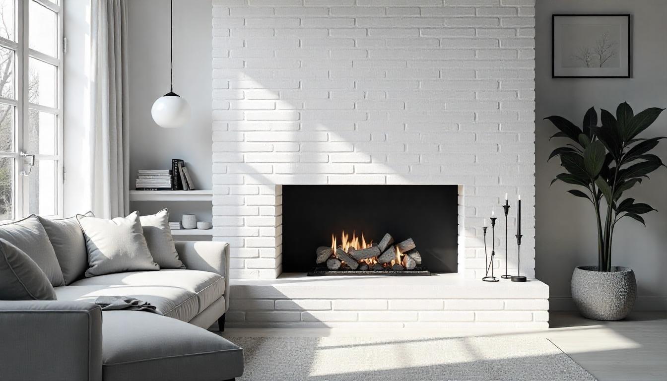 brick fireplace ideas | whitewashed brick fireplace
