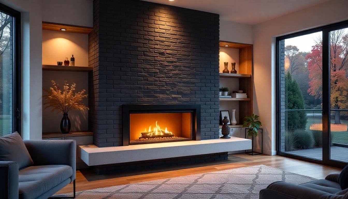 brick fireplace ideas | modern minimalist brick fireplace