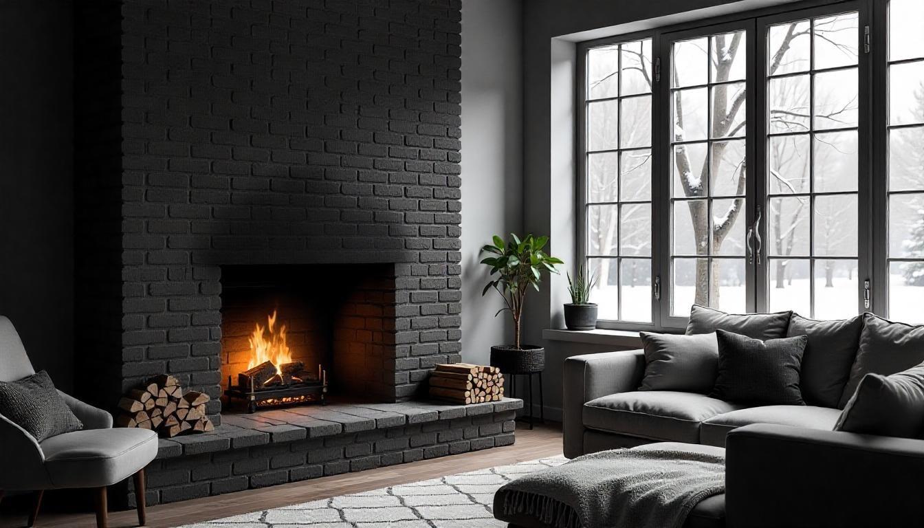 brick fireplace ideas | black or charcoal brick fireplace
