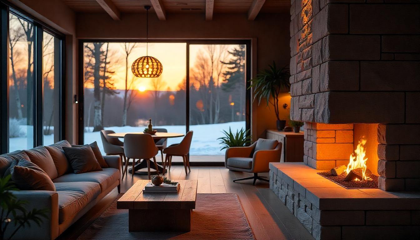 brick fireplace ideas | double-sided brick fireplace
